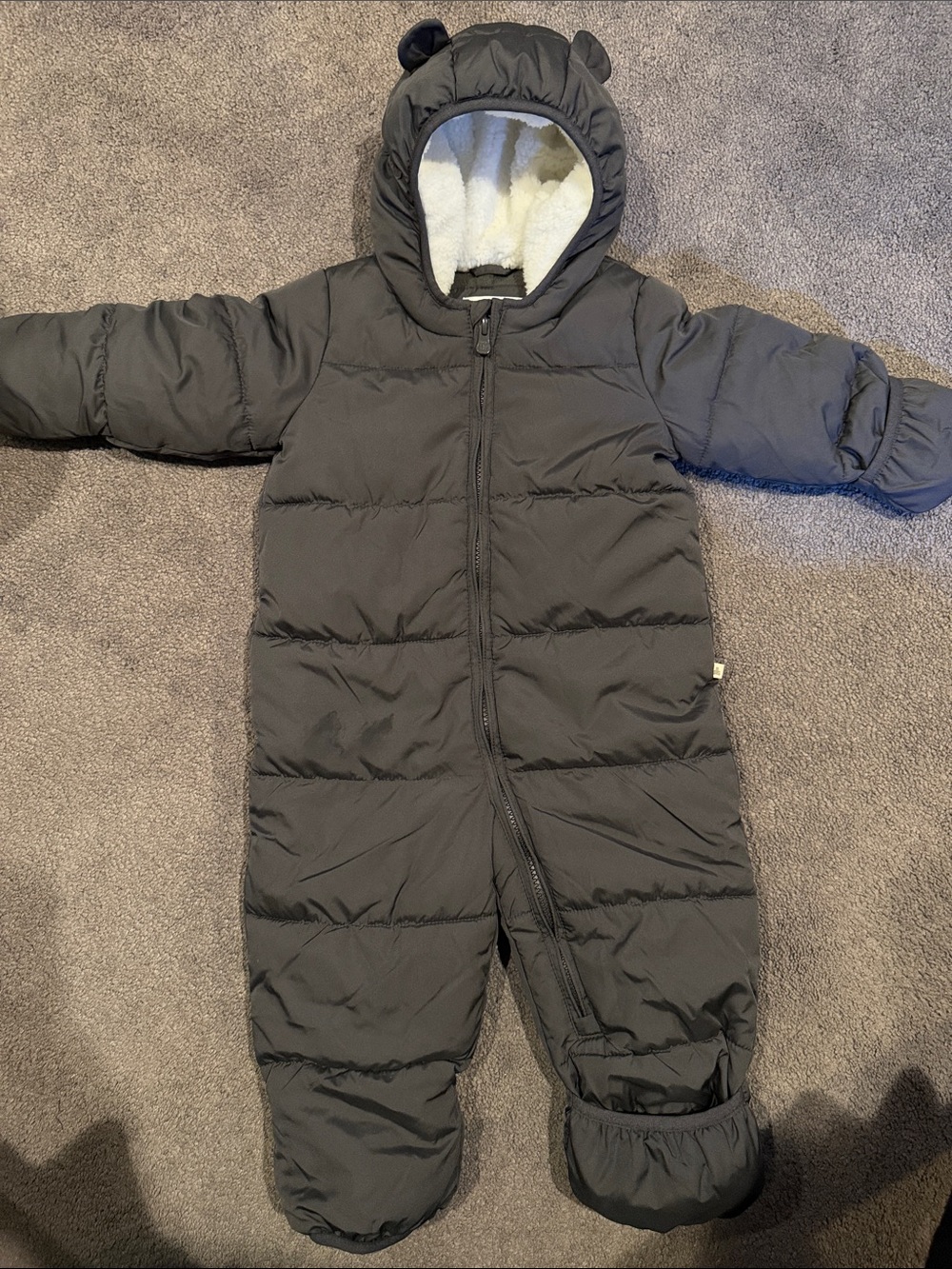 GAP Baby Puffer Bunting Snowsuit with Bear Ears - Charcoal